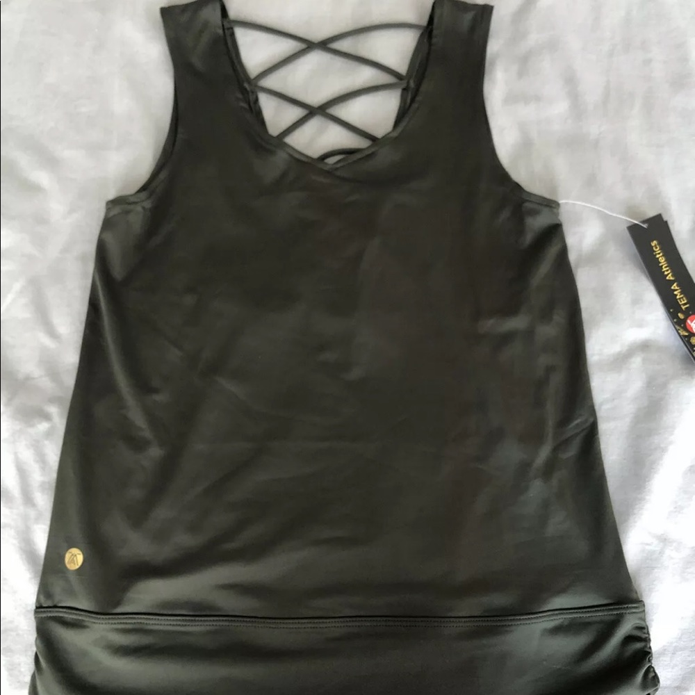 Tema Athletics Metallic Military Green Workout Top